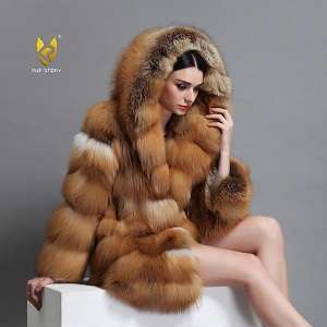 Women's Real Fox Fur Coat Winter Warm Fur Jacket Fashion Hoddie Outwear 16192 Online Black Friday Deals.